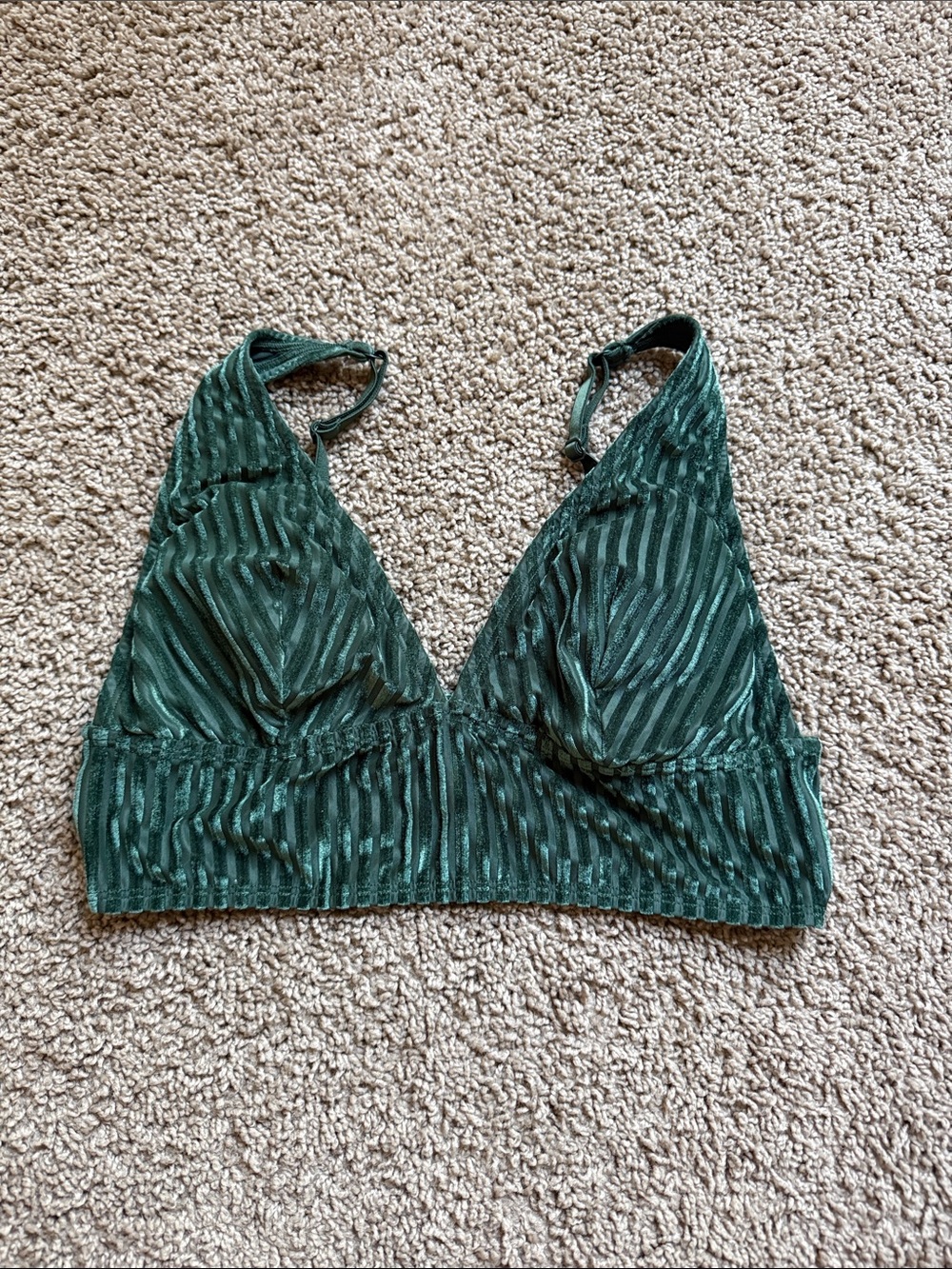 PINK Victoria's Secret Emerald Satin-Stripe Triangle Bralette